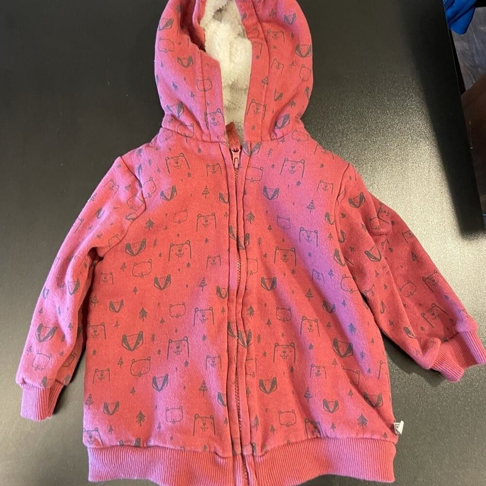 F&F Red Fleece Lined Hoodie Size 18-24 months
